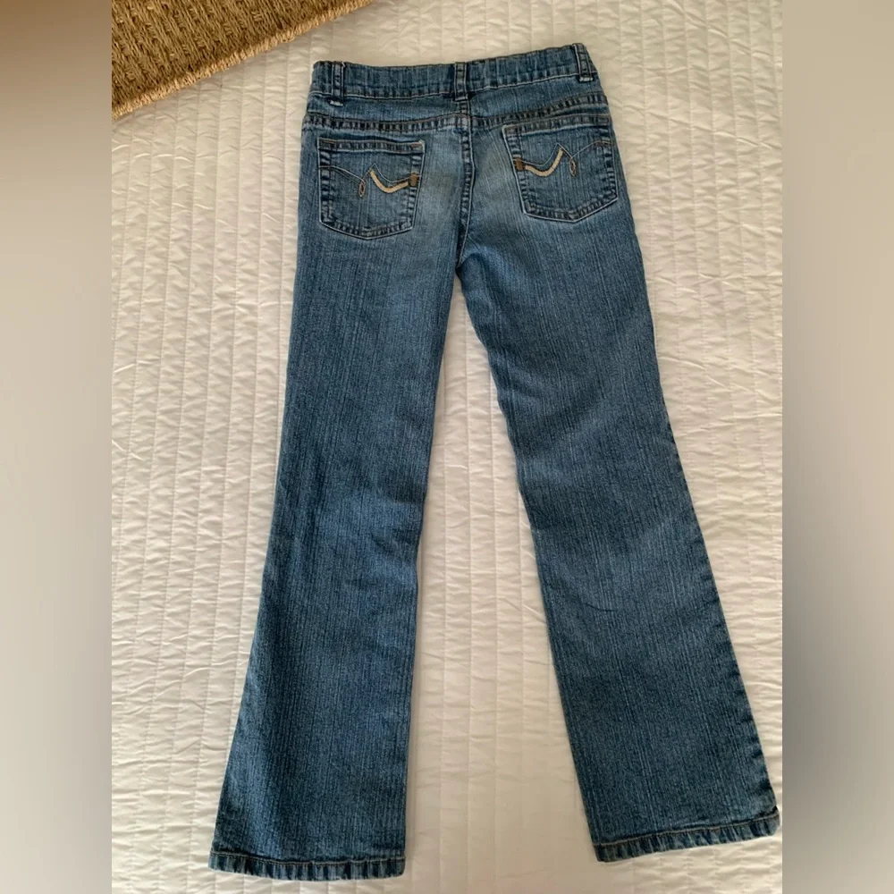 Circo Girls Blue Denim Ripped Distressed Flare Jeans Size 8